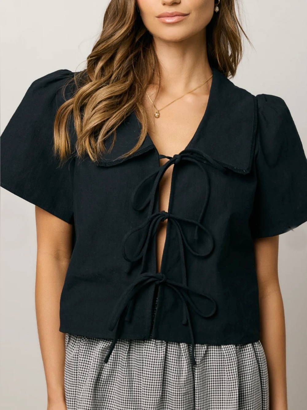 Things Between Tie Front Linen Blouse Small